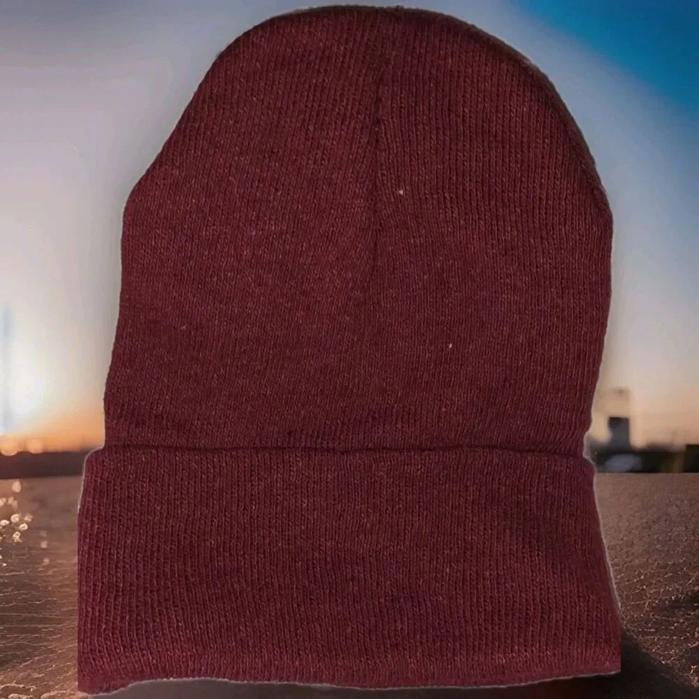 2 Pack Boys Knit Hat New Without Tags One Size  Winter Warm Black Burgandy